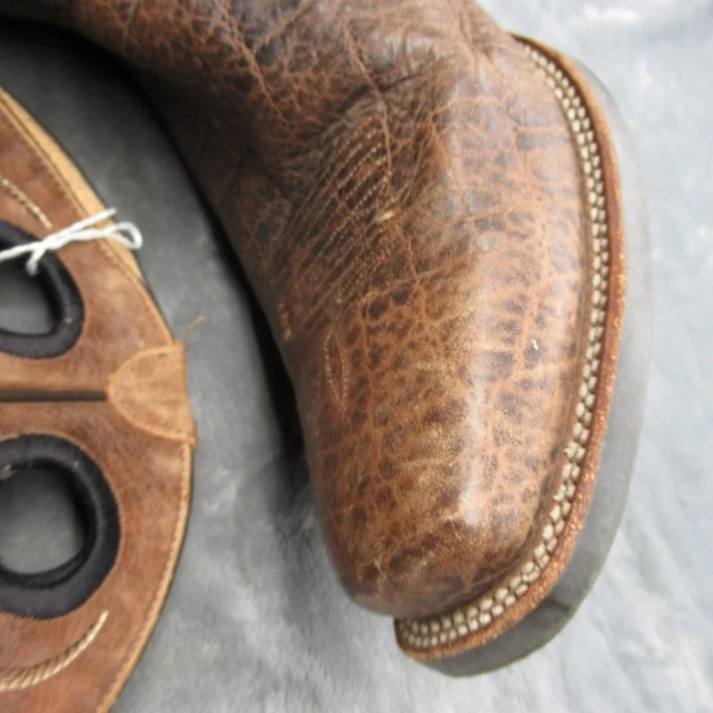 Cody James Western Boots Mens 13 D Brown Leather Square Toe Exotic Faux Elephant - Picture 9 of 16